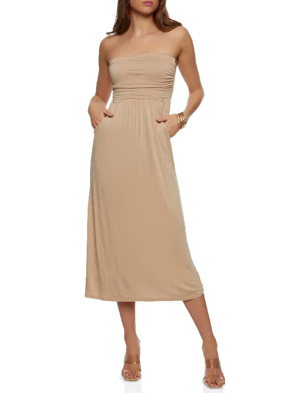 Strapless Maxi Dress Fashionable High-Low Maxi Dress