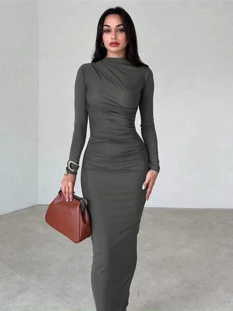 DressBetty - 2024 Streetwear Spring Office Lady Solid Tunics Bodycon Party Maxi Dress Trendy Short Sleeve Maxi Dress