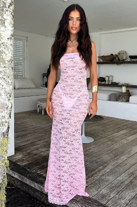 Veradi Maxi Dress - Baby Pink Elegant Boho Maxi Dress