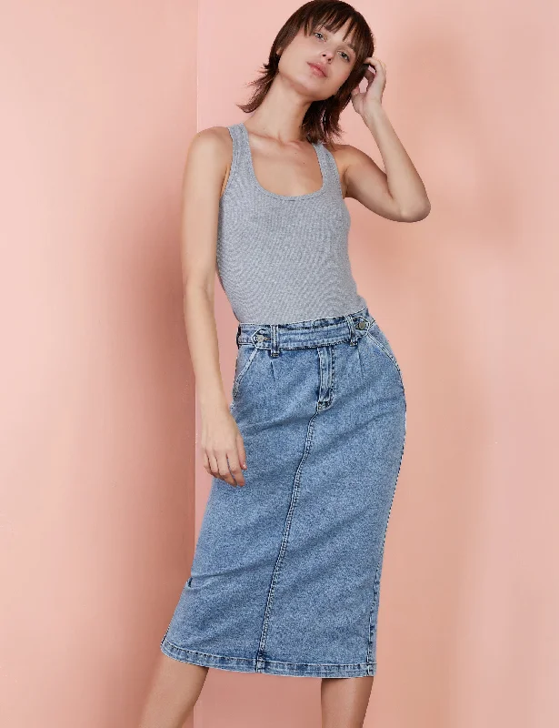 Ahoy Midi Denim Skirt mini skirt trendy