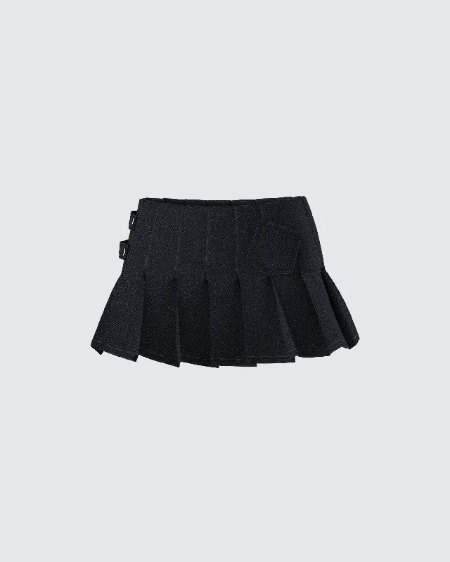 Ataya Black Denim Micro Mini Skirt corduroy skirt comfortable