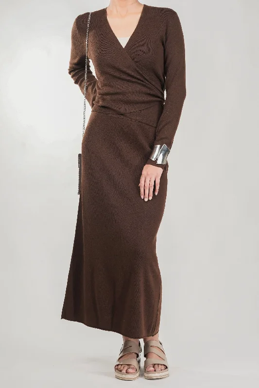 Cocoa Knit Wrap Skirt Co Ord casual skirt length