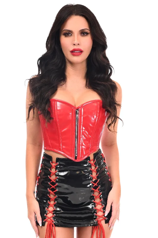 Daisy Corsets Top Drawer 2 PC Red/Black Zipper Bustier & Skirt Set flowy skirt hem