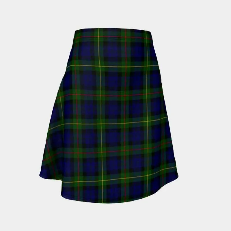 MacEwen Modern Tartan Flared Skirt silk skirt lustrous