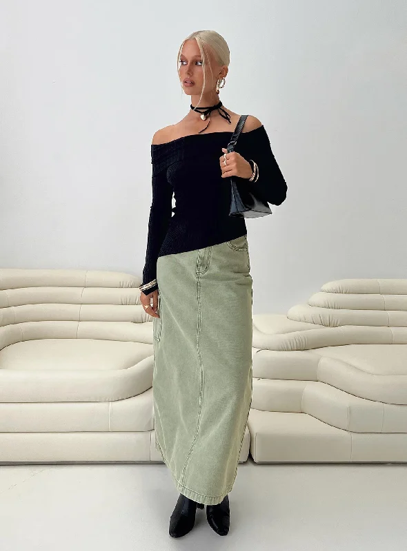 Mcguane Denim Midi Skirt Green chiffon skirt airy