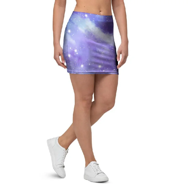 Purple Universe Galaxy Mini Skirt chiffon skirt airy