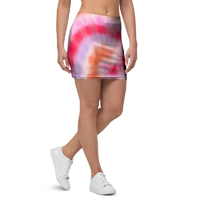 Rainbow Hippie Tie Dye Mini Skirt leather skirt bold