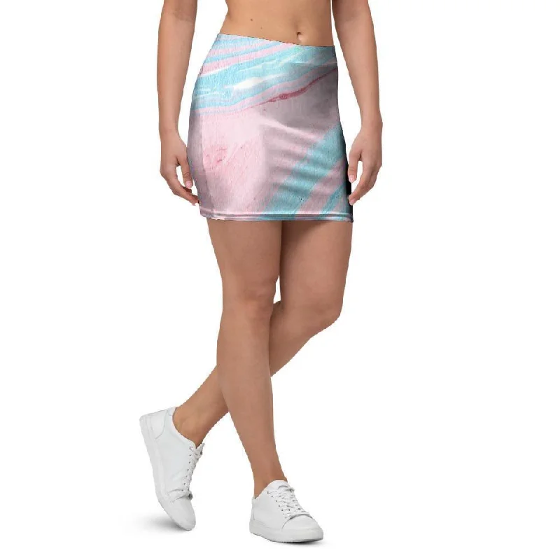 Rainbow Marble Mini Skirt flowy skirt hem