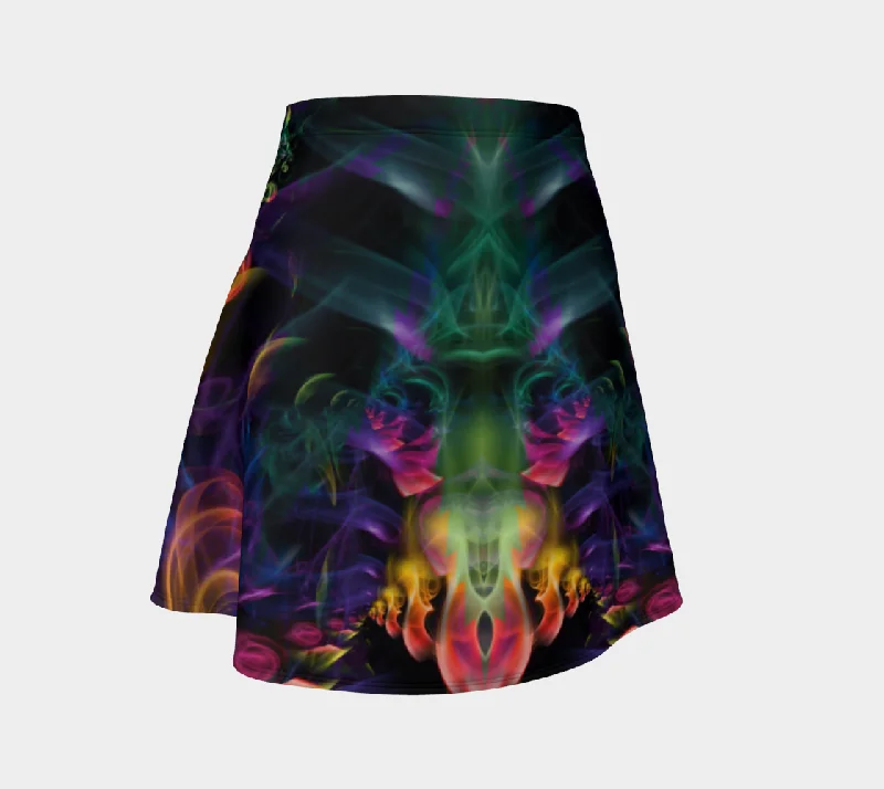 RAINBOW SMOKE FLARE SKIRT denim skirt durable