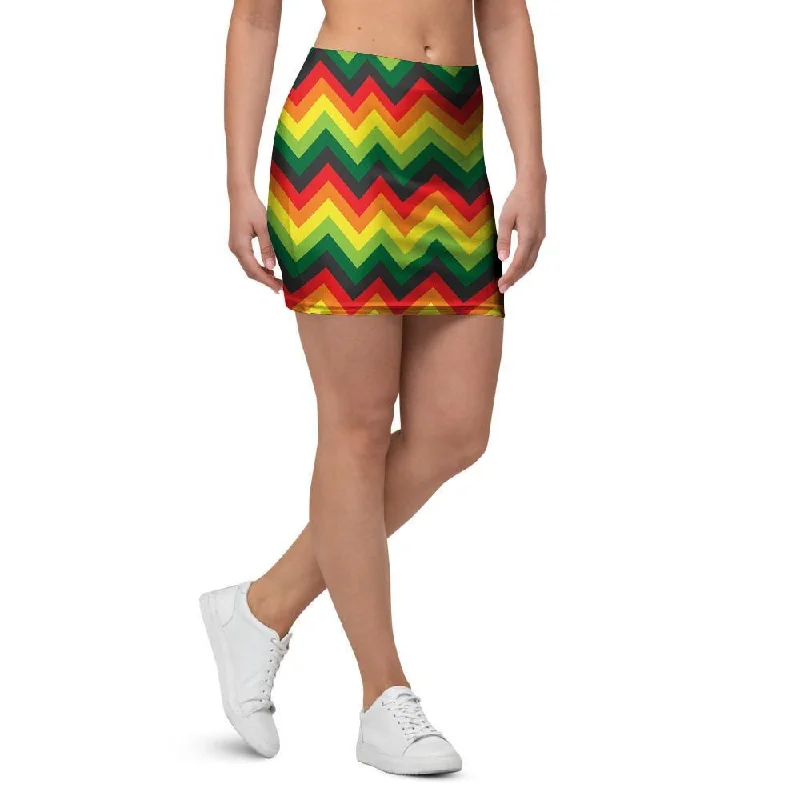 Rasta Jamaica Reggae Mini Skirt ribbed skirt waist