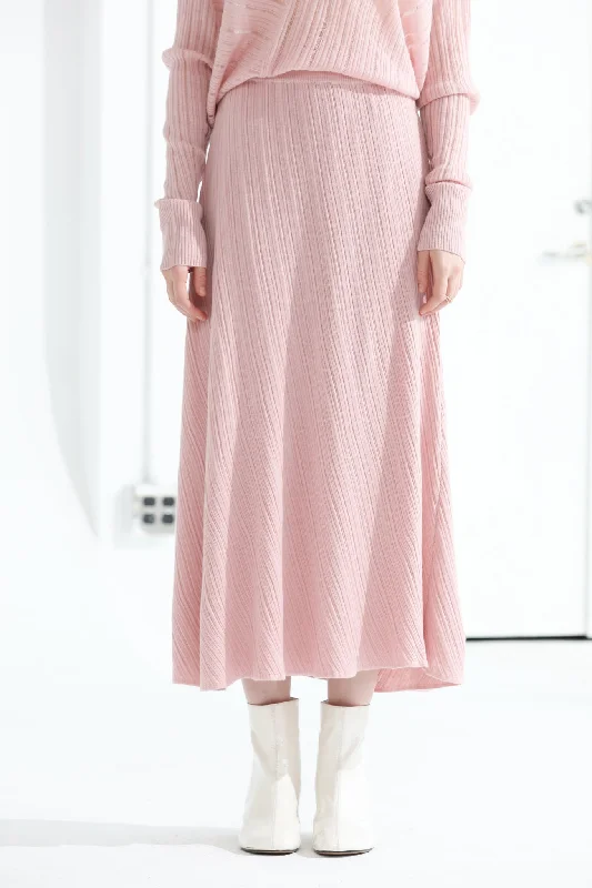 Sylphide | Amour Pink Wool Blend Knit Skirt leather skirt modern