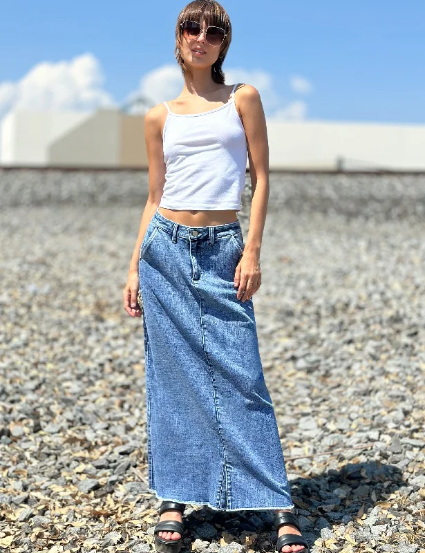 Tory Denim Maxi Skirt corduroy skirt cozy