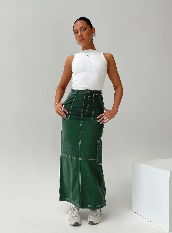 Vine Maxi Skirt Green lace skirt elegant