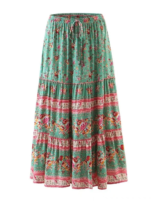 DENVER Midi Skirt - Green high waist skirt