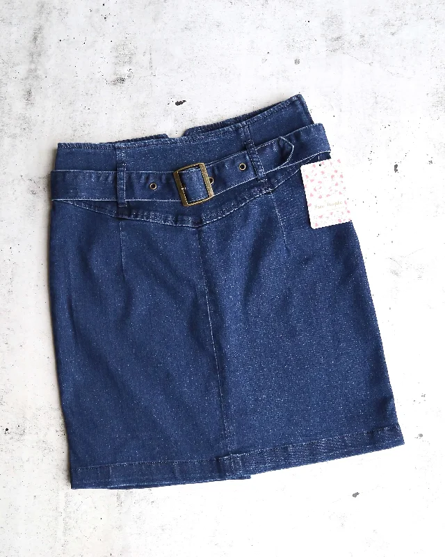 Free People - Livin It Up Denim Pencil Mini Skirt - Denim Blue elastic waist skirt