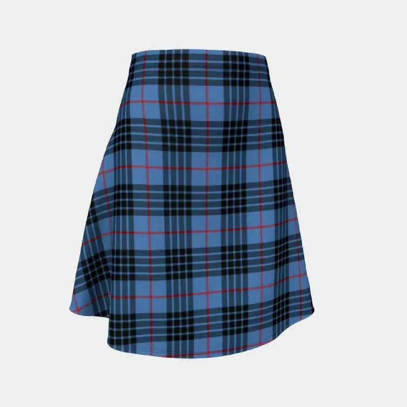 MacKay Blue Tartan Flared Skirt chiffon skirt airy