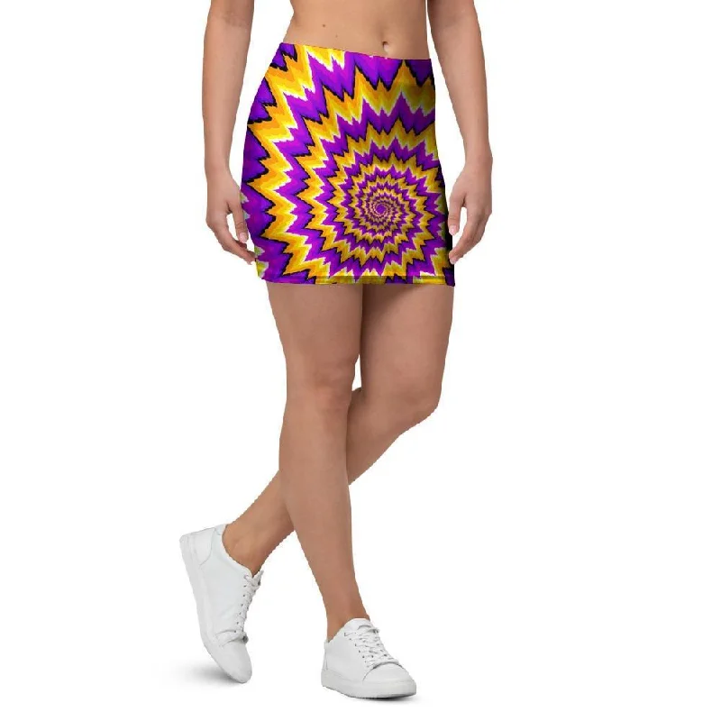 Purple Psychedelic Optical illusion Mini Skirt denim skirt durable