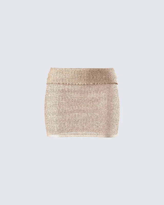 Sakura Gold Knit Micro Mini Skirt wrap skirt elegant